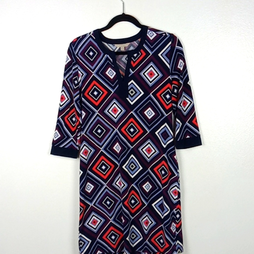 Banana Republic Dress Shift Lightweight Multicolor 3/4 Sleeve Women's Medium